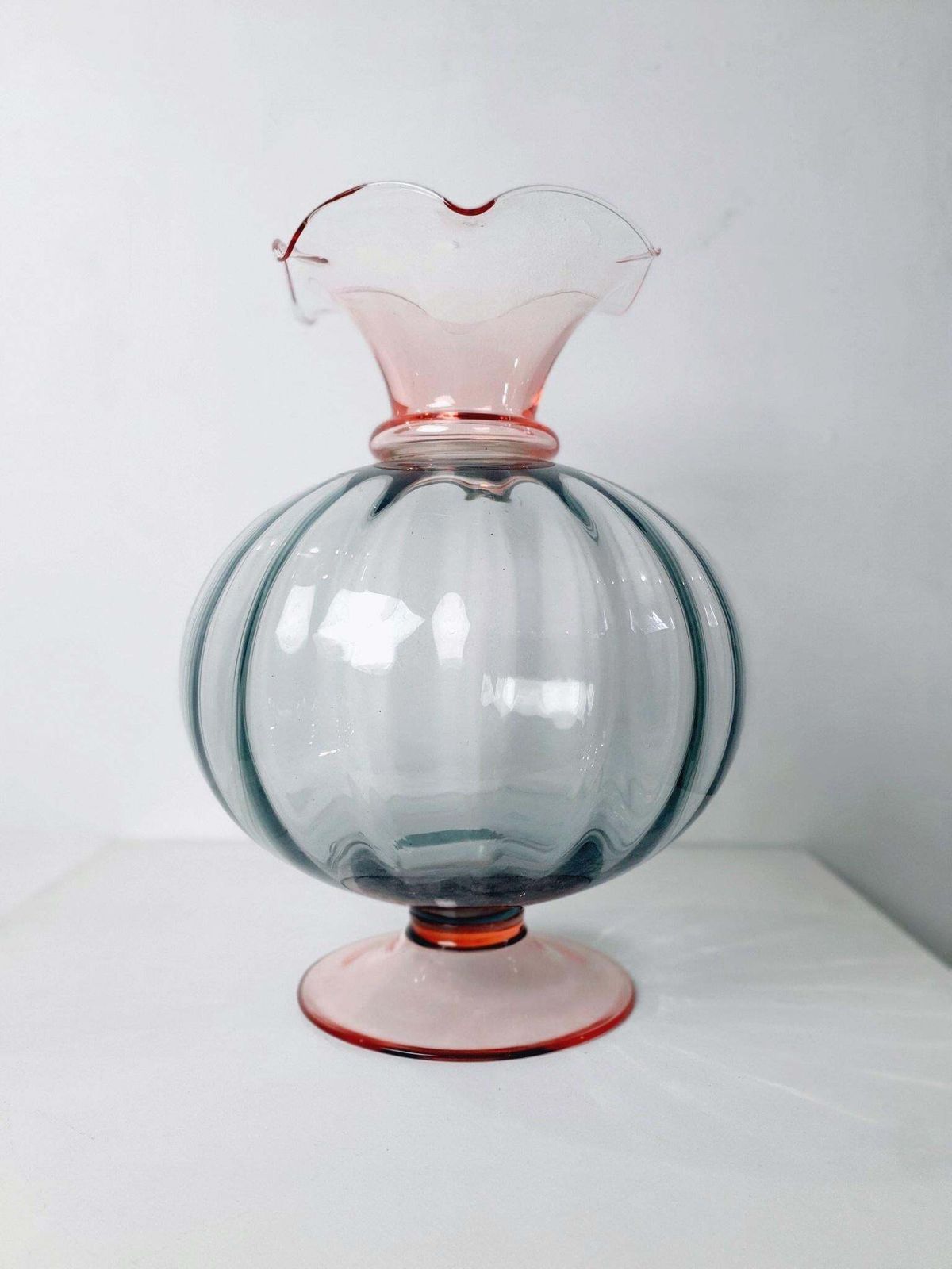 Large Modern Murano Glass Vase, Pink And Gray, Italy, 1980s Design photo furniture