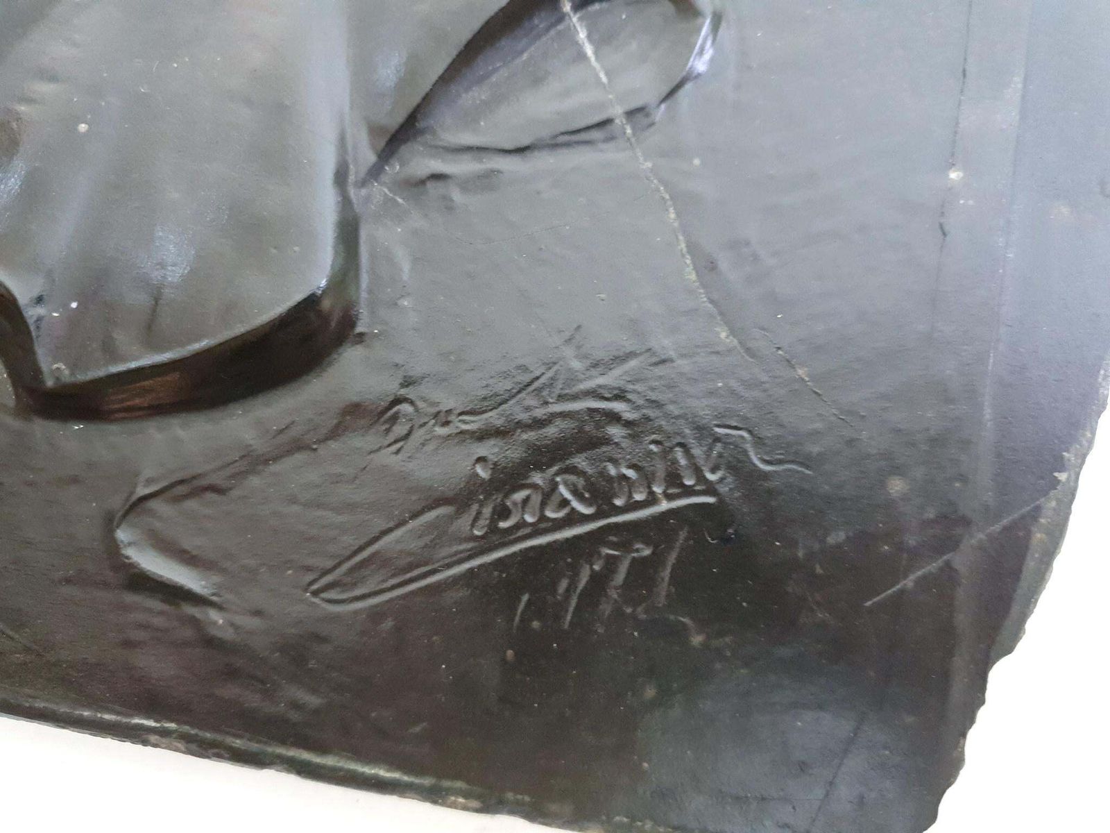 Wall Plaque Of Bullfighter And Bull, Slate, Mid Century Modern, Italy photo Art
