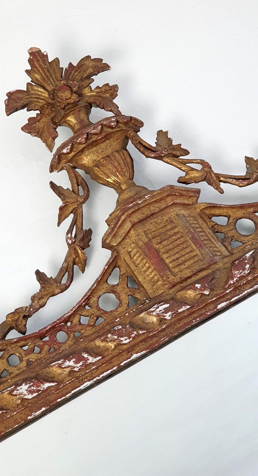 photo for sale Italian Regency Overmantle Mirror, Hand Carved Wood & Stucco, 1930s
