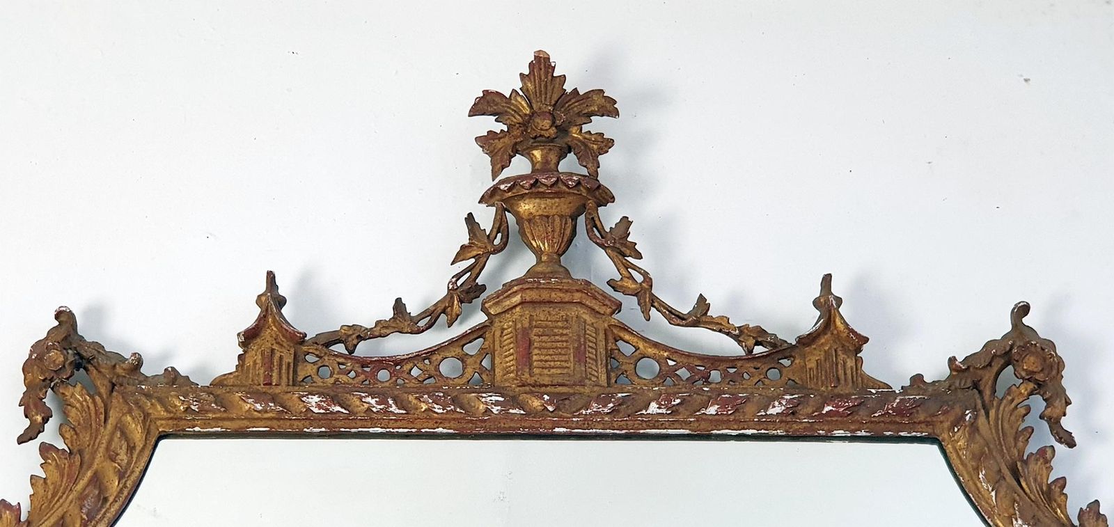 Home Decor Italian Regency Overmantle Mirror, Hand Carved Wood & Stucco, 1930s photo