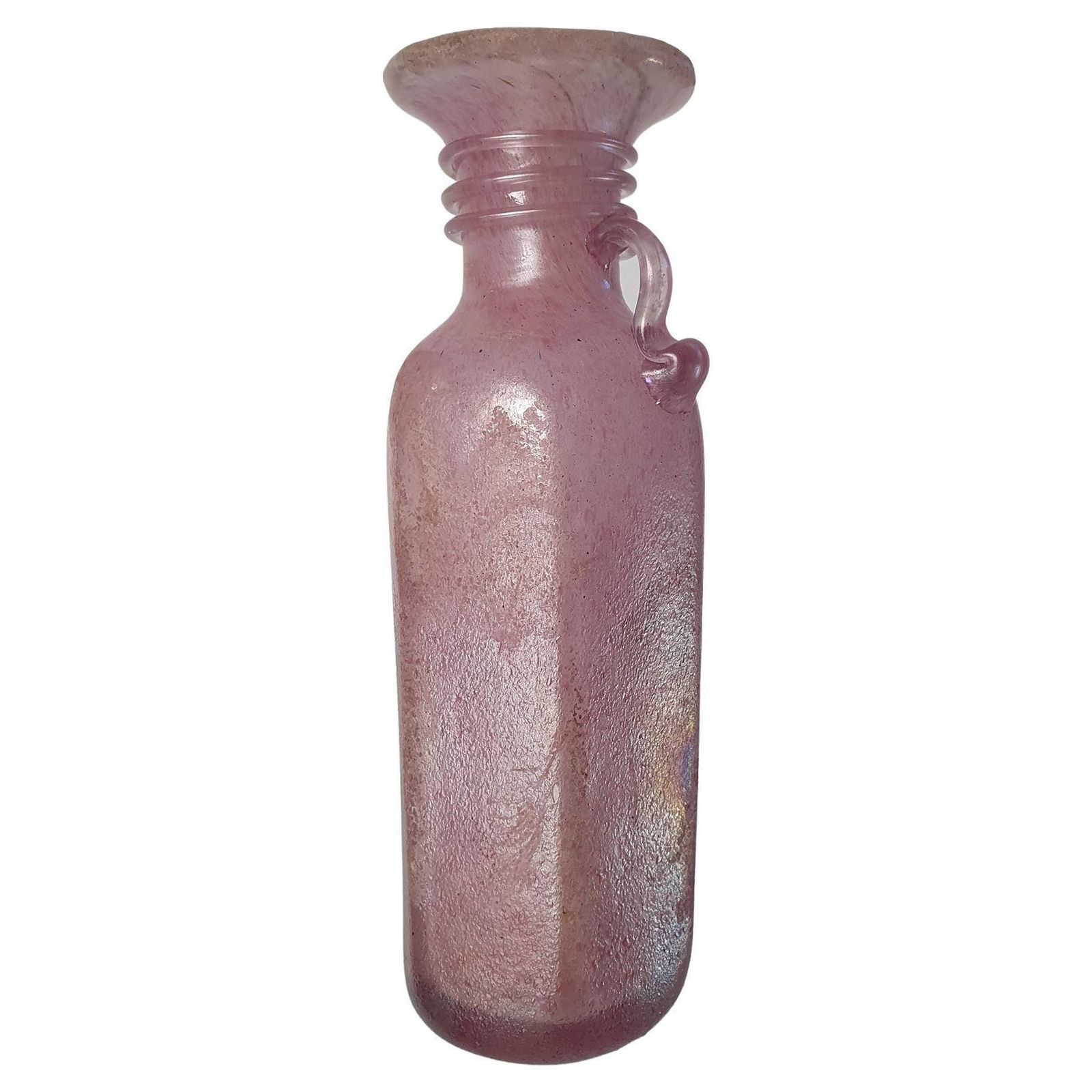 Pink Iridescent Scavo Vase By Archimede Seguso, Murano, 1950s