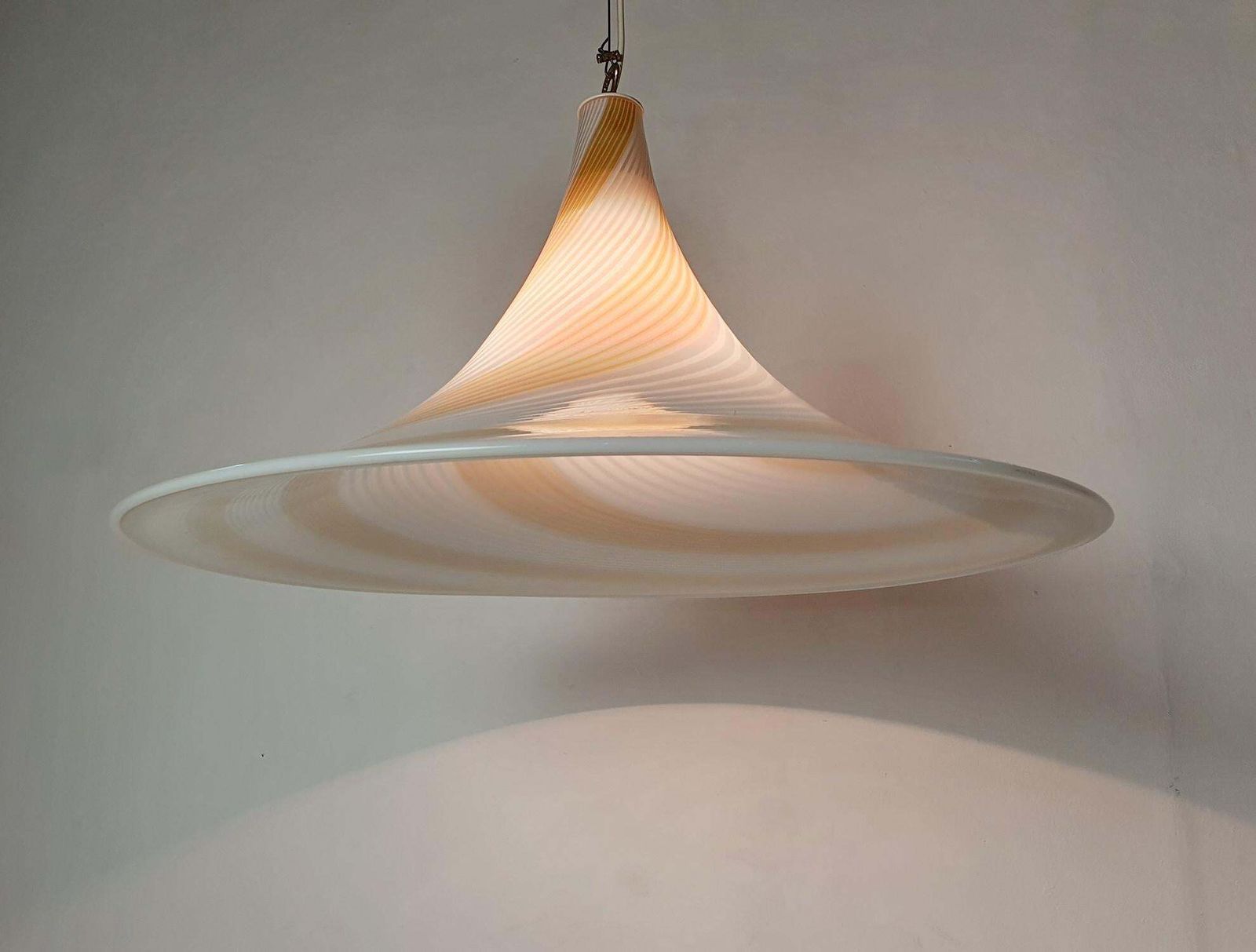 photo furniture Murano Glass Swirl Pendant Lamp, Handmade, Modern Design, Italy, 1970s