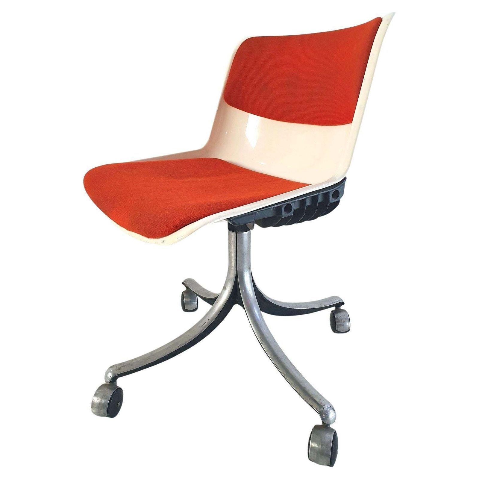 Modus Office Chair By Osvaldo Borsani, Aluminum & Wool, 1970s Italy