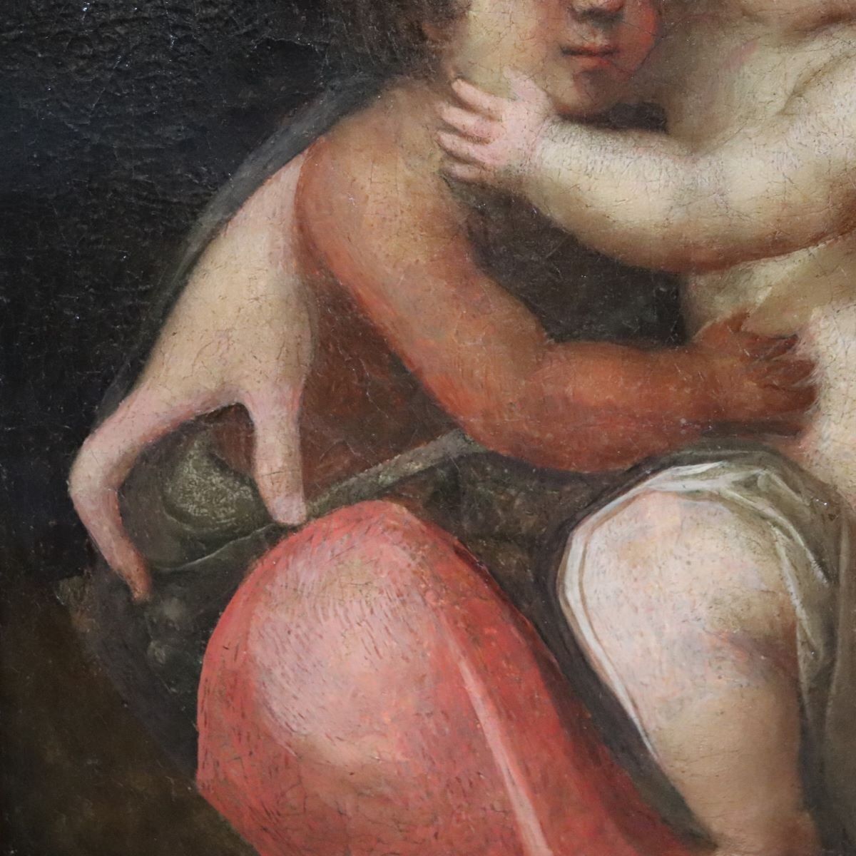 Madonna With Child Jesus And The Infant Saint John The Baptist, 18th Century, Oil Painting On Canvas photo Art