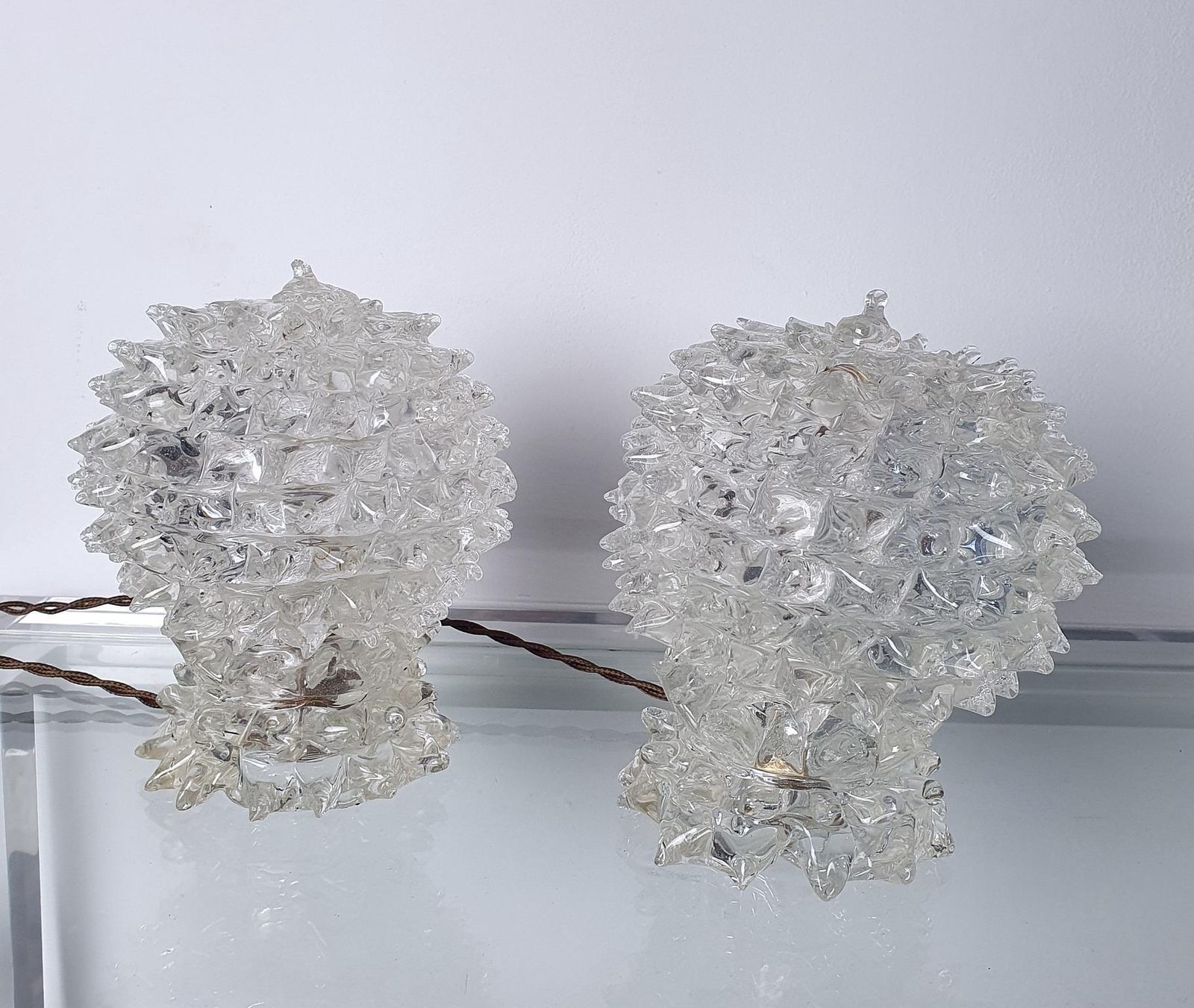 Barovier & Toso Rostrato Table Lamps, Murano Glass, Italy, 1940s photo for sale