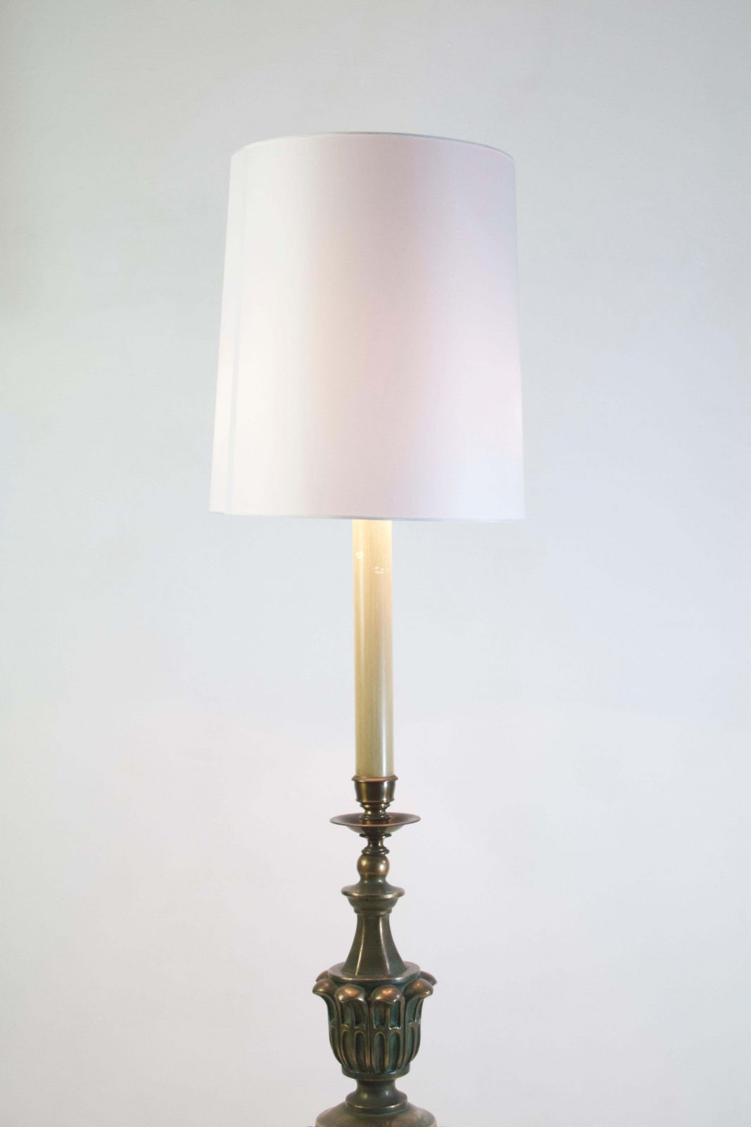 Italian Art Deco Floor Lamp, Bronze And Ceramic, 1930s, Green And Gold photo for sale