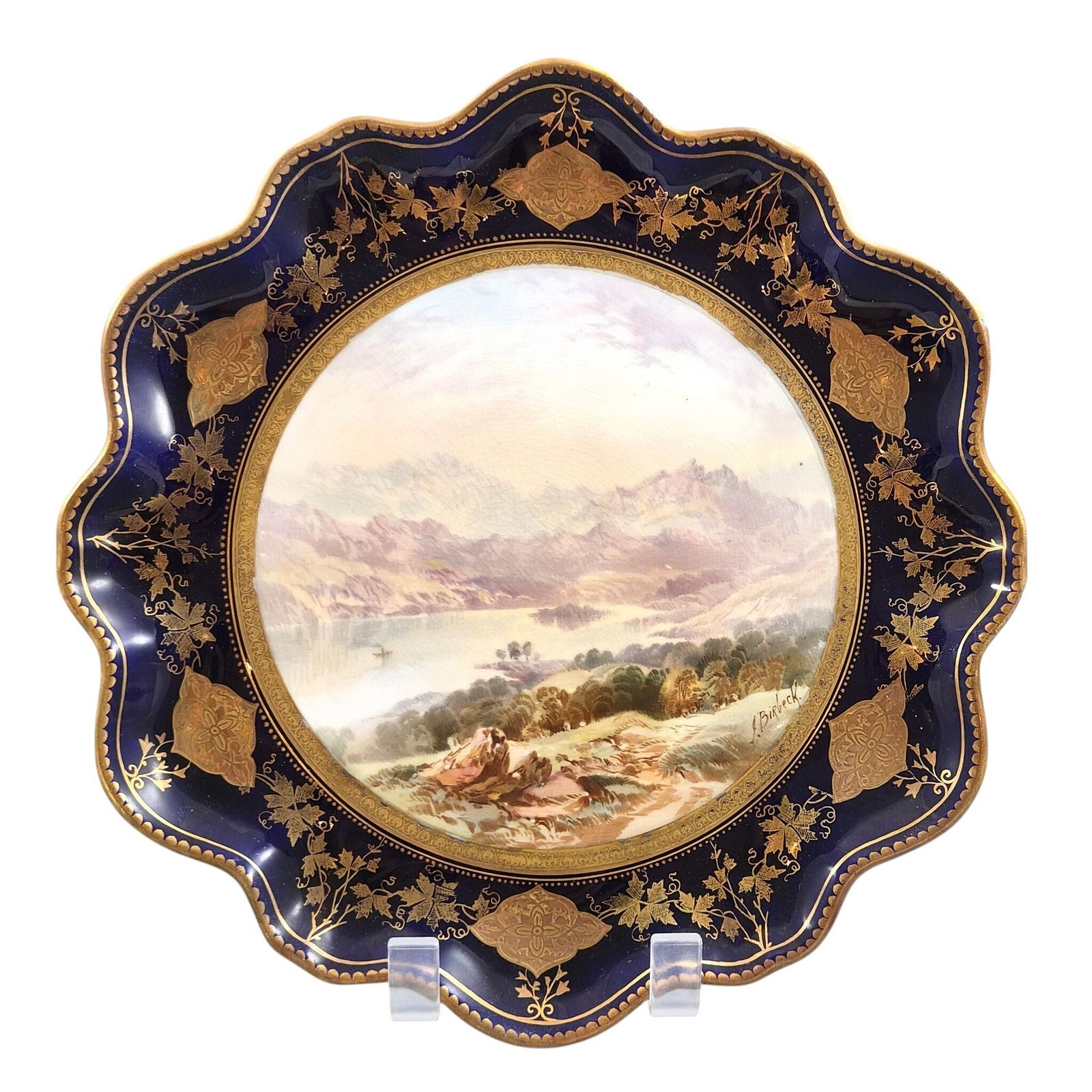 Victorian Aynsley Landscape Cabinet Plates By Joseph Birbeck, C.1888 photo vintage