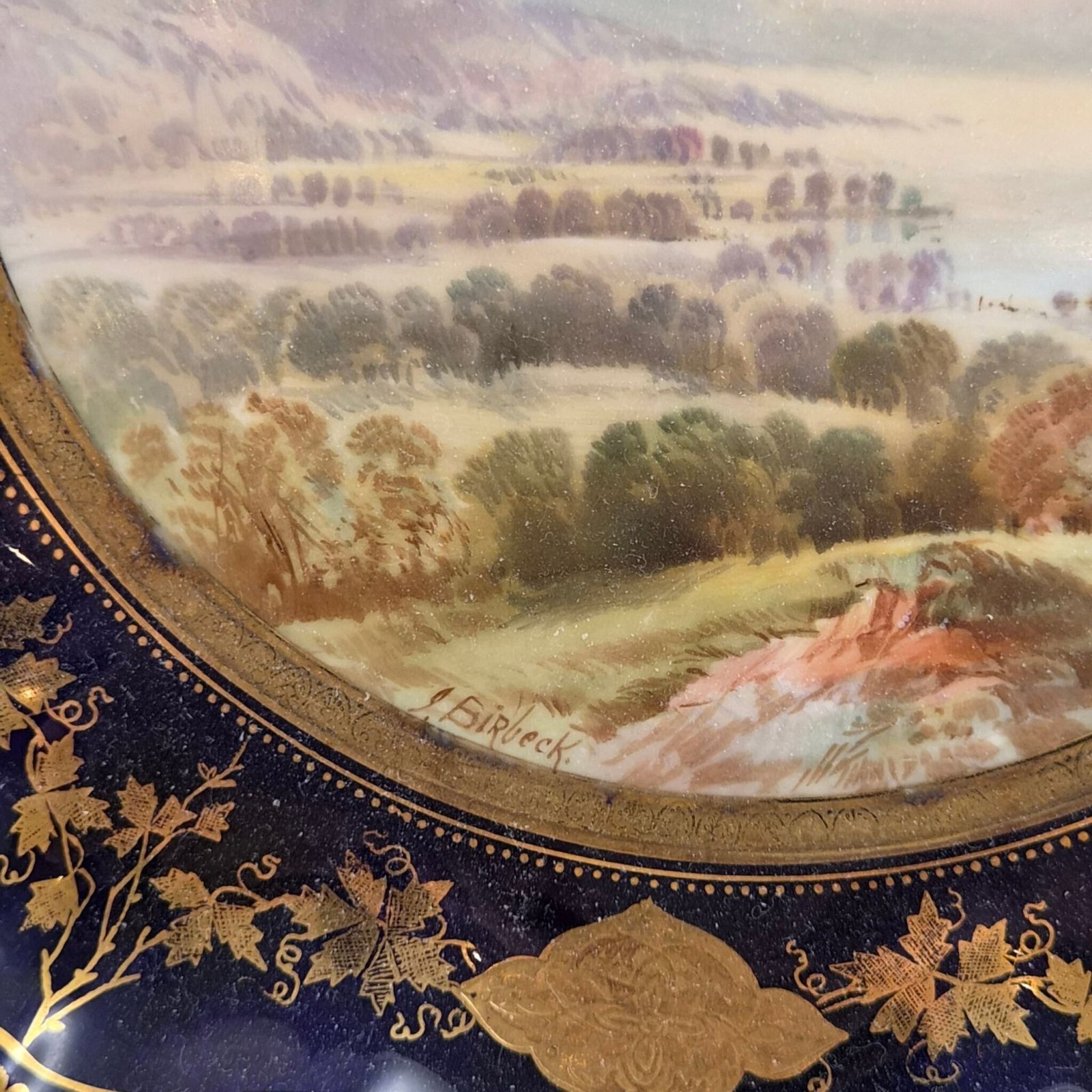 photo vintage Victorian Aynsley Landscape Cabinet Plates By Joseph Birbeck, C.1888