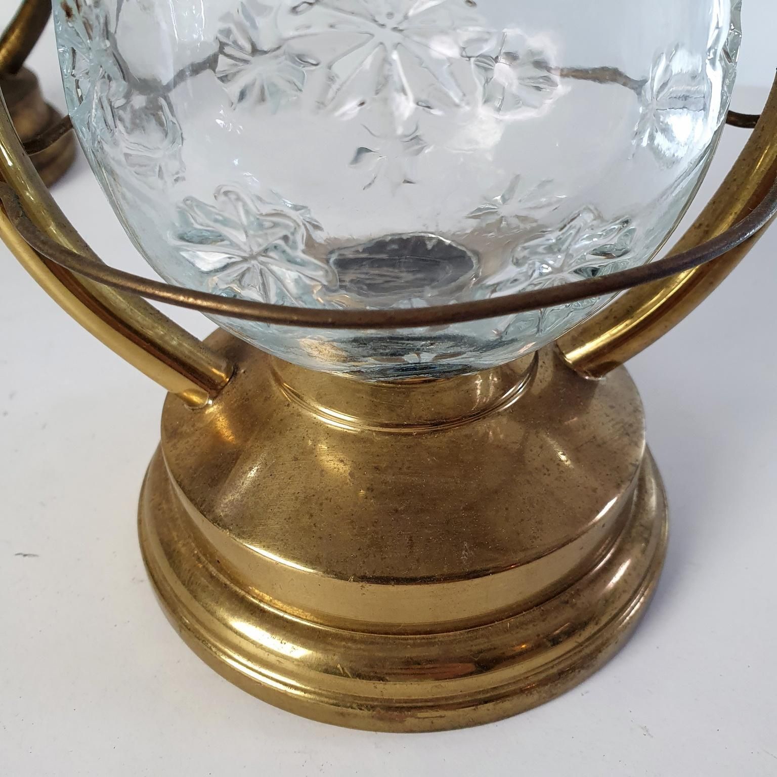 Mid Century Modern Italian Hurricane Lanterns, Brass & Glass, 1950s photo 1194.0