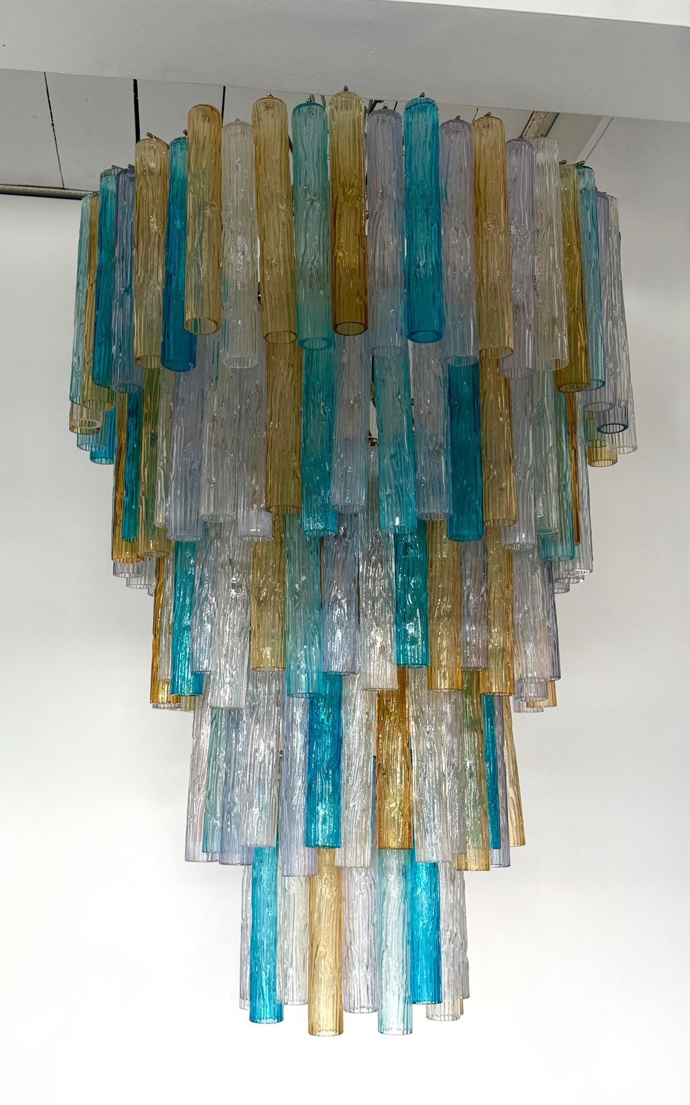 Lighting Cascade Chandelier Tube Murano Glass By Venini, Italy, 1960s photo