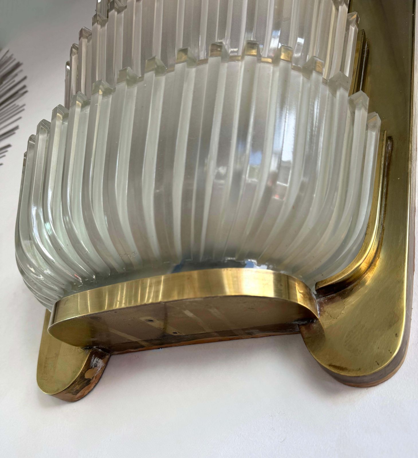 Pair Of Sconces Brass And Glass By Seguso. Italy, 1940s photo buy