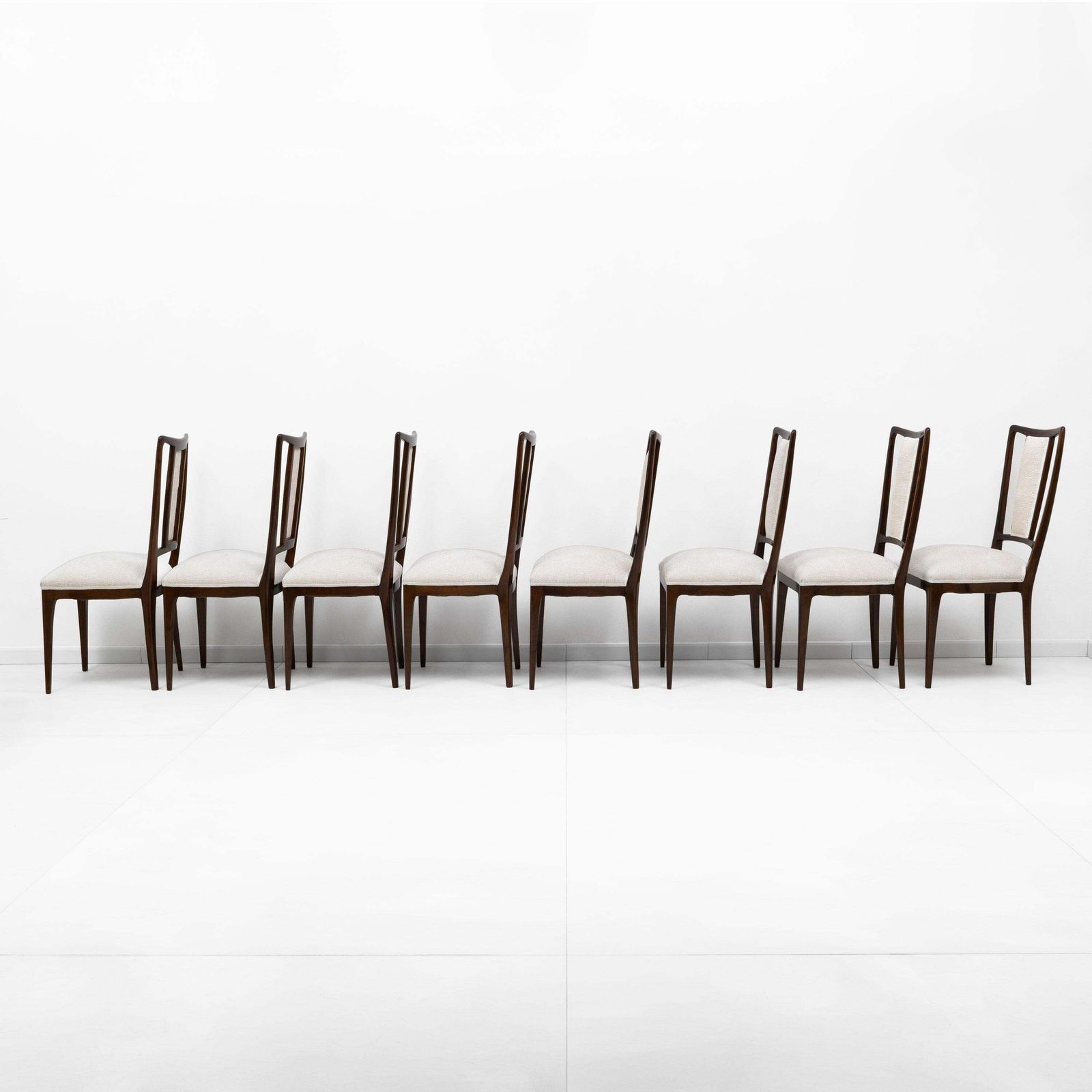 Set Of 8 Mid Century Modern Italian Bouclè Dining Chairs, 50s photo vinterior
