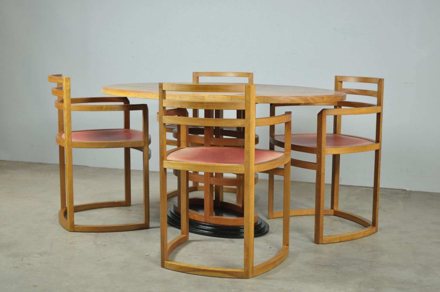 Exceptional Fruitwood Dining Table Set In Art Deco Style, 1980s photo Furniture