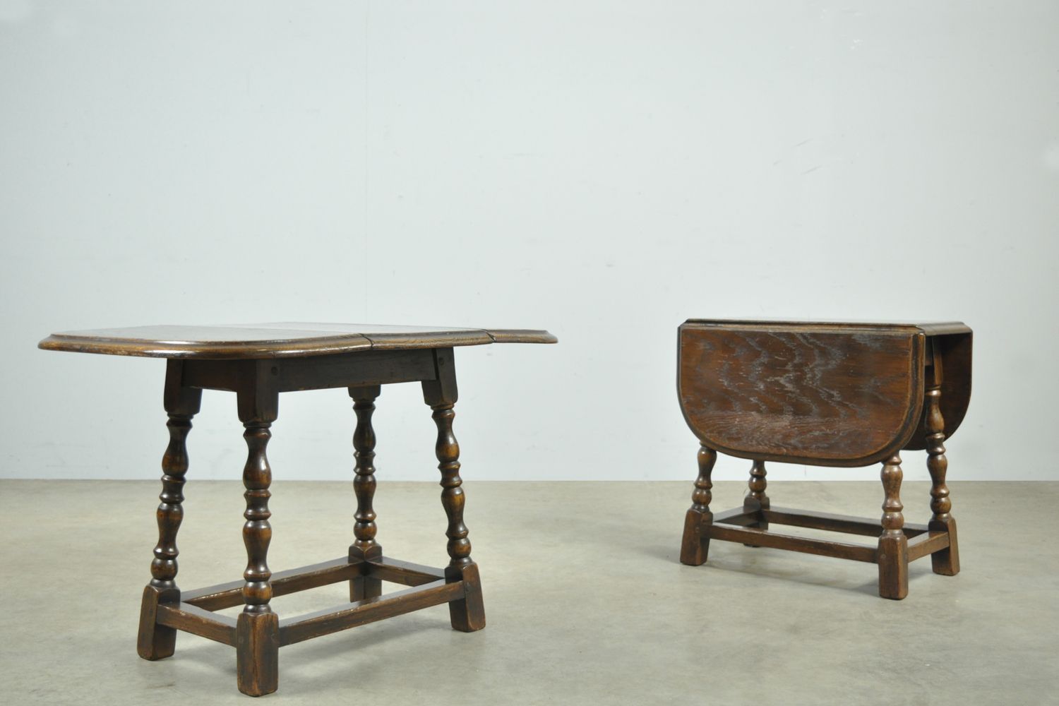 Young Antique Oak Drop Leaf Side Tables, Netherlands 1920s photo furniture