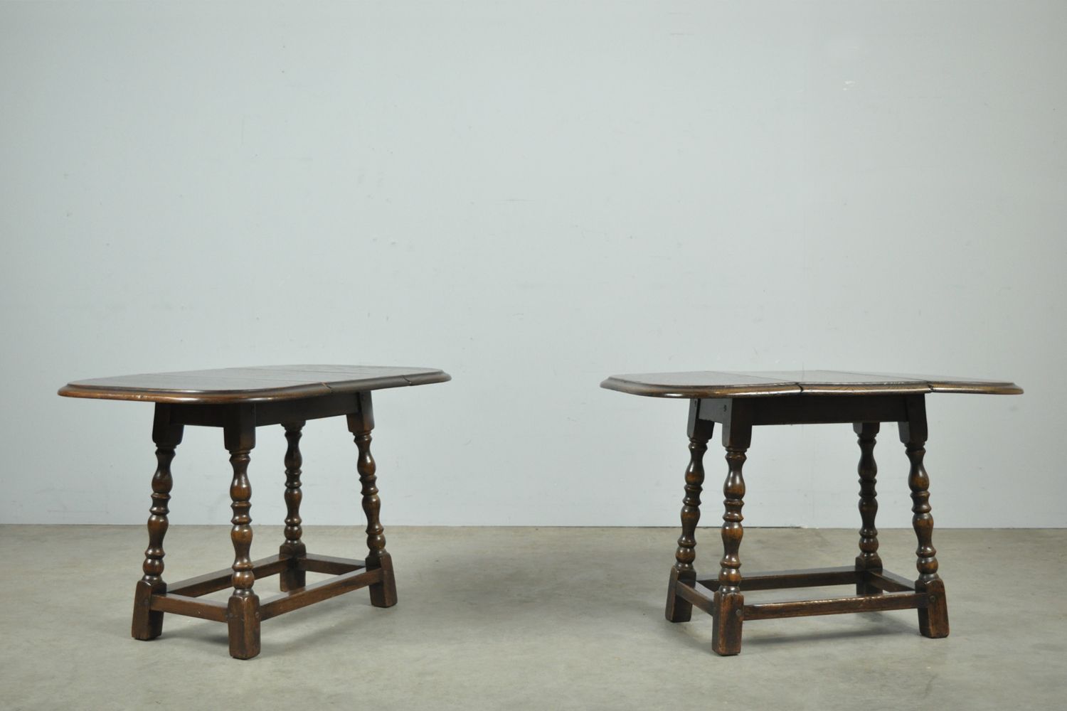 Young Antique Oak Drop Leaf Side Tables, Netherlands 1920s photo Furniture