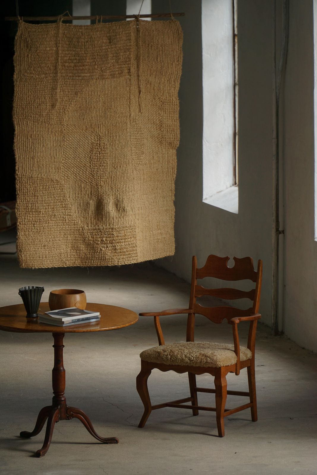 Pair Of Razorblade Armchairs By Henning Kjærnulf, Oak & Lambswool, 1960 photo 2486.0
