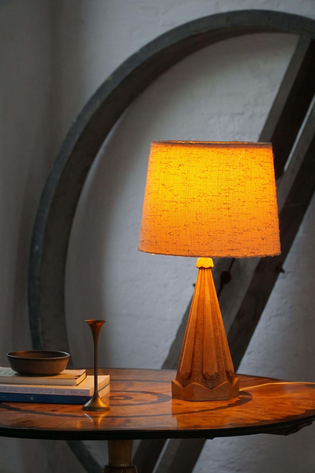 Scandinavian Modern, Sculptural Hand Carved Wooden Table Lamp, Denmark, 1970s photo 667.0