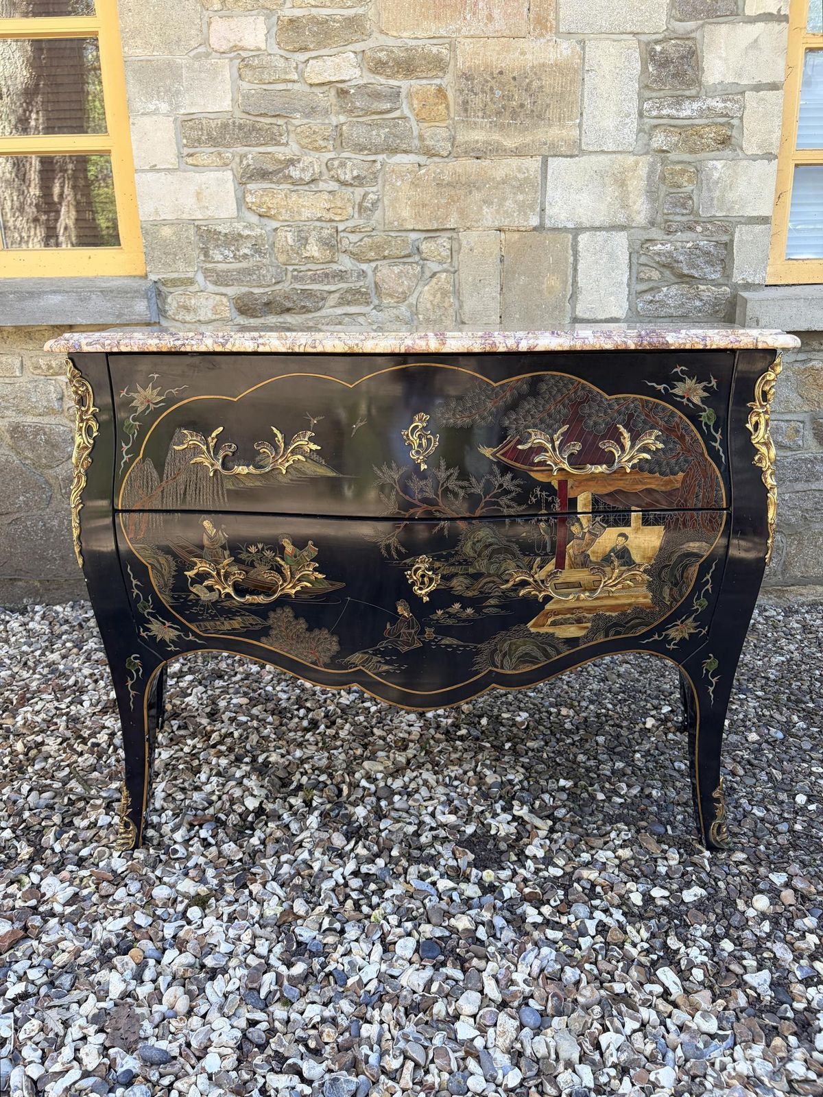 Chinoiserie Decorated Marble Top Commode photo furniture