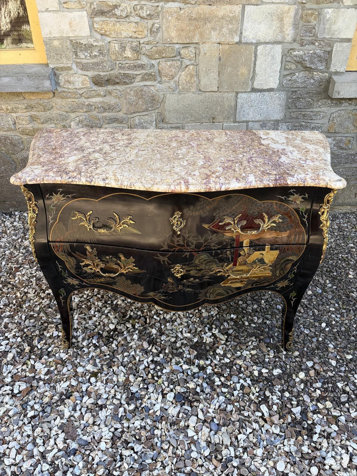 Chinoiserie Decorated Marble Top Commode photo for sale