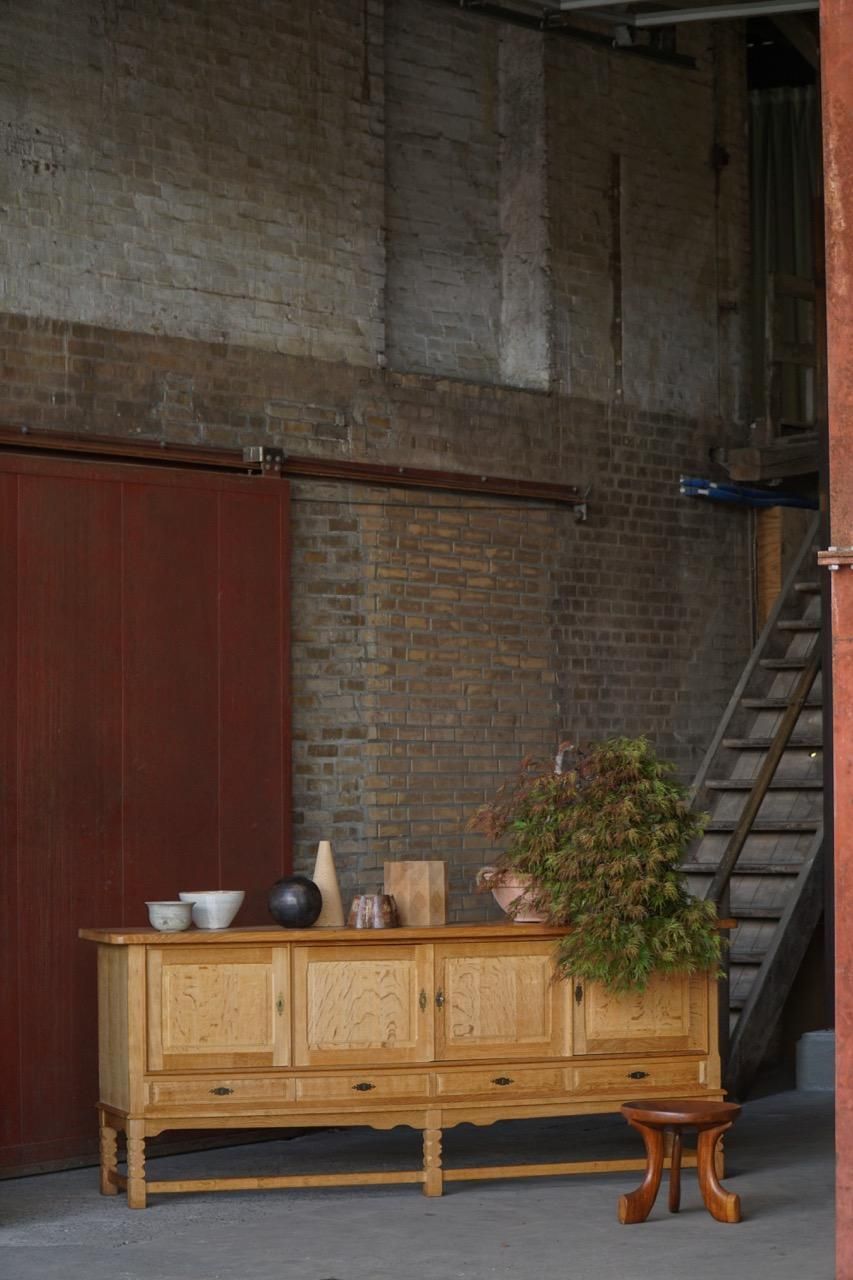 Danish Mid Century, Brutalist Sideboard In Oak, Henning Kjærnulf, 1960s photo furniture