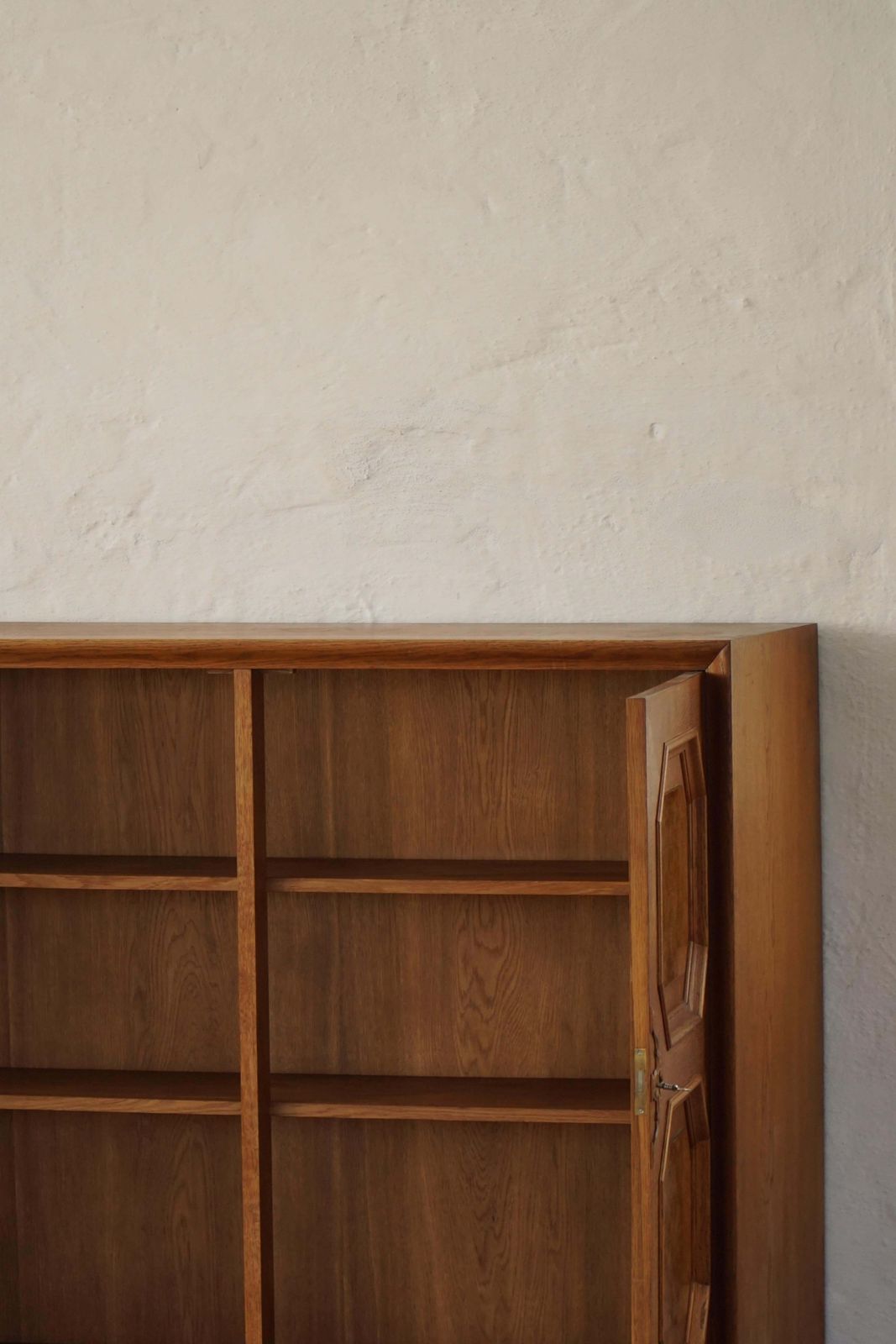photo for sale Danish Modern, Sclulptural Classic Cabinet In Oak And Burl Wood Veneer, 1950s