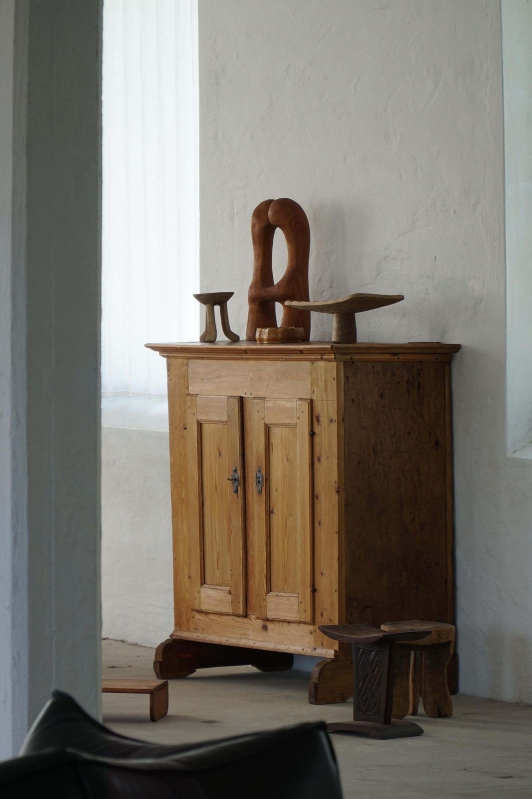 Danish Antique Pine Cabinet With Paneled Doors, Wabi Sabi, Late 18th Century photo Furniture