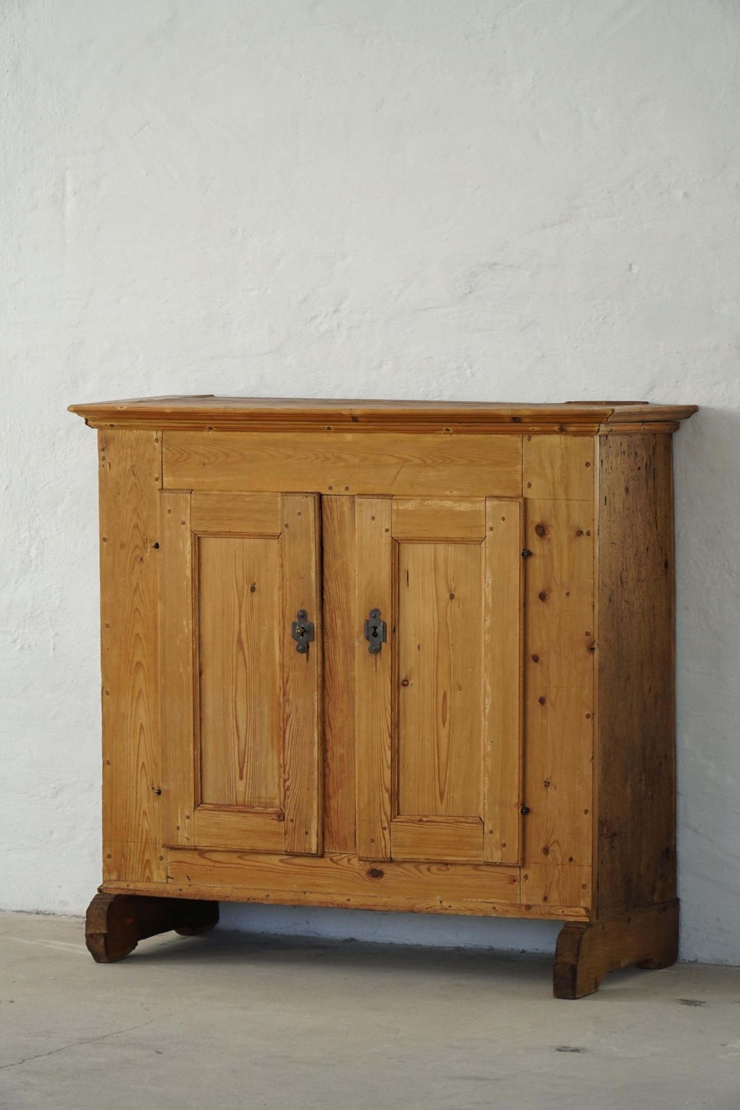 Danish Antique Pine Cabinet With Paneled Doors, Wabi Sabi, Late 18th Century photo buy