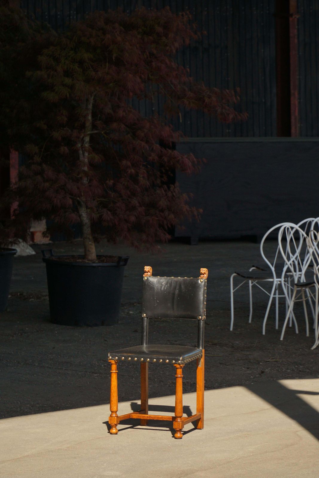 Set Of 8 Swedish Grace Dining Chairs, Leather & Carved Wood, Early 20th Century photo Furniture