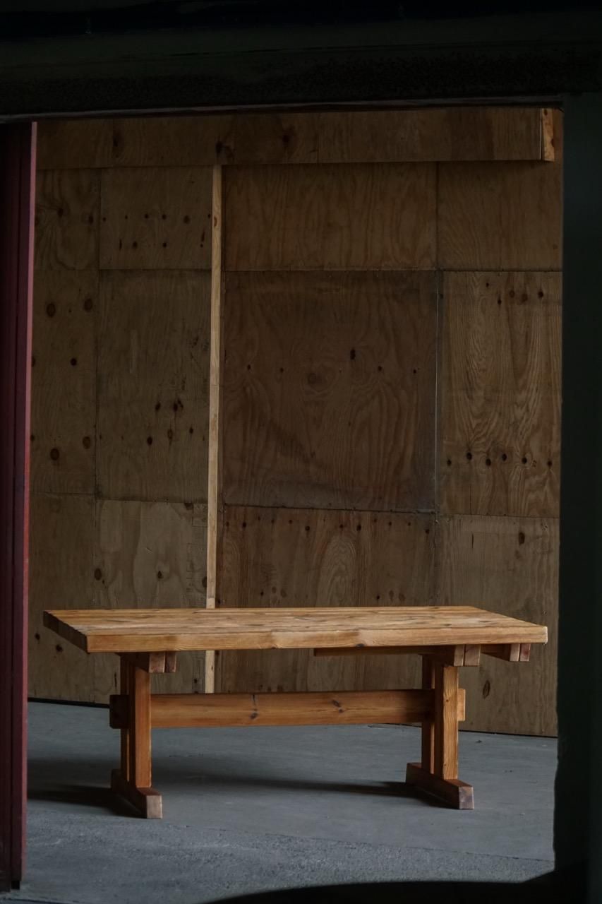 Danish Modern Brutalist Dining Table In Pine, Hans Jørgen Frydendal, 1970s photo Furniture