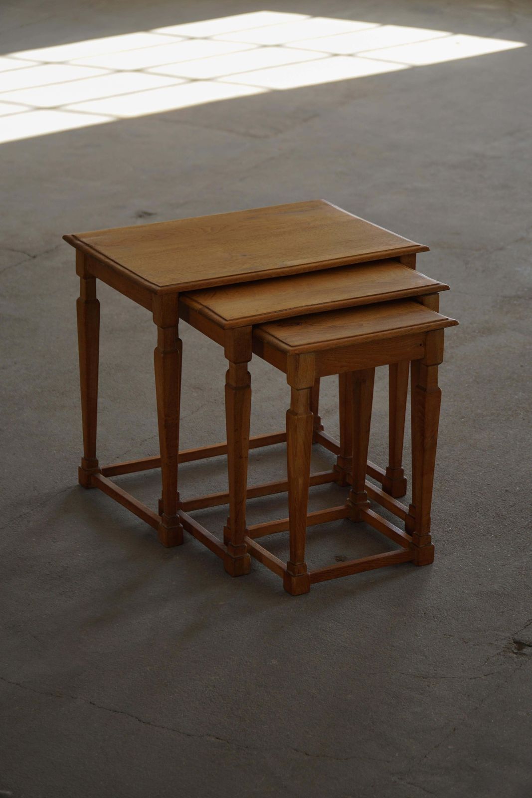 Set Of 3 Nesting Tables In Oak Made By A Danish Cabinetmaker, Mid Century, 1960s photo for sale