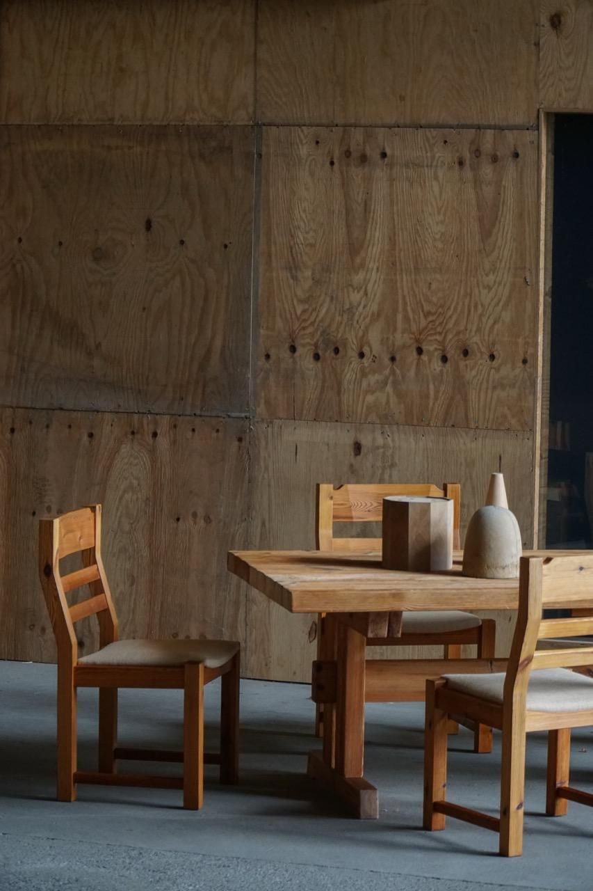 Set Of 6 Brutalist Chairs In Pine, Hans Jørgen Frydendal, Danish Modern, 1970s photo vinterior