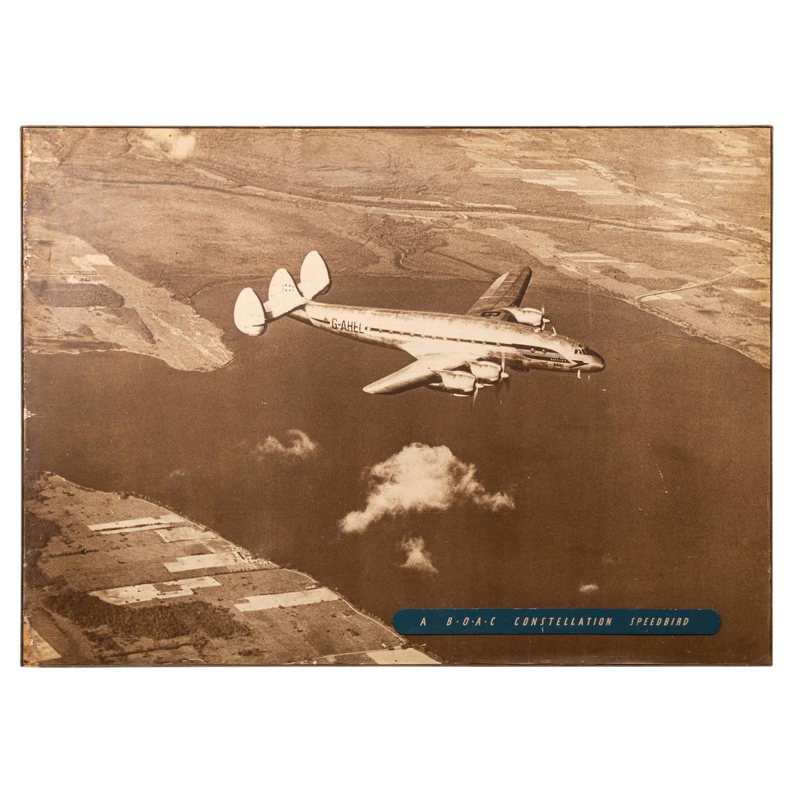 Vintage 20thc Large Photograph Of A Boac Constellation Speedbird C.1950
