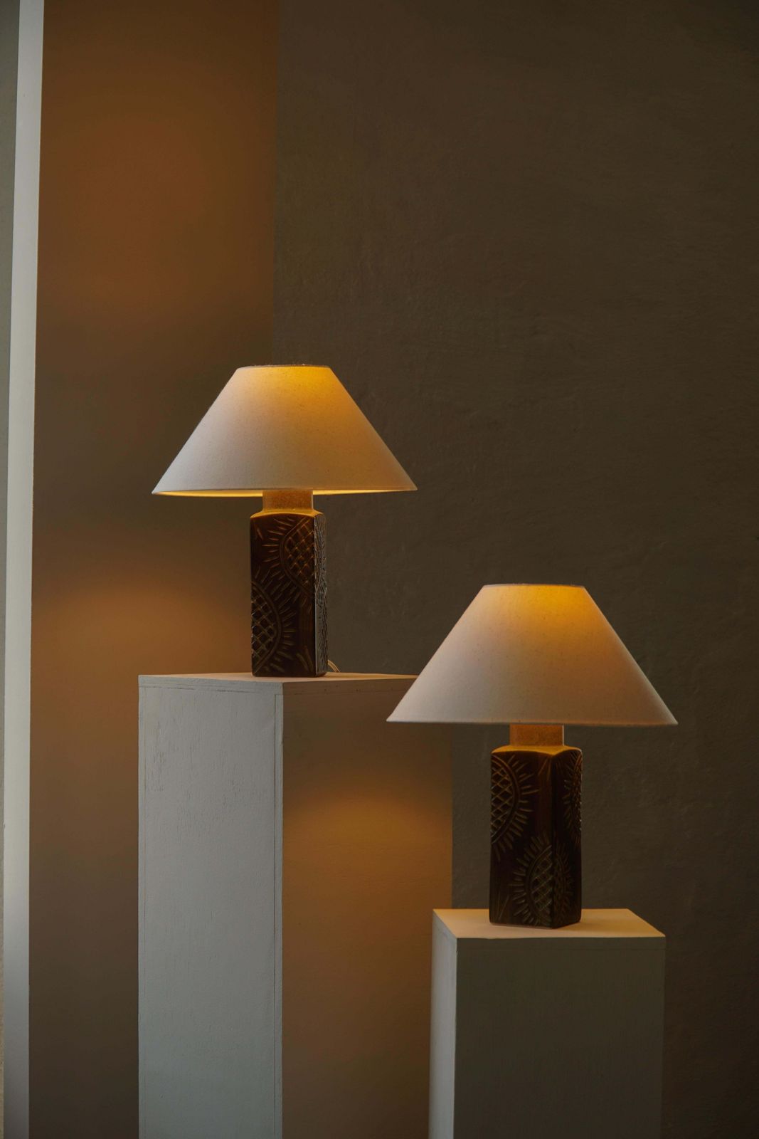 Pair Of Scandinavian Modern Ceramic Table Lamps By Søholm Stentøj, 1970s photo Lighting
