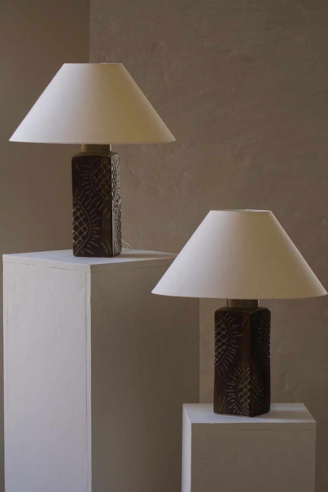 photo furniture Pair Of Scandinavian Modern Ceramic Table Lamps By Søholm Stentøj, 1970s