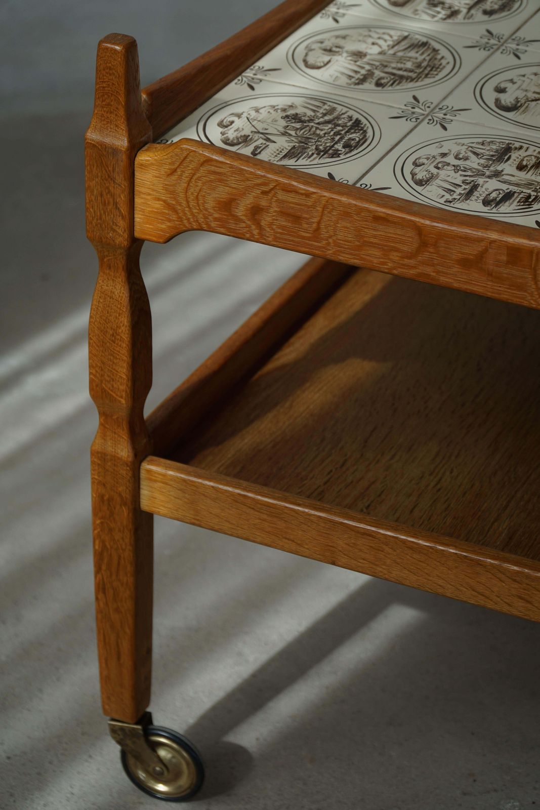 Danish Modern Serving Trolley With Tile Top, Henning Kjærnulf, Denmark, 1960s photo vinterior