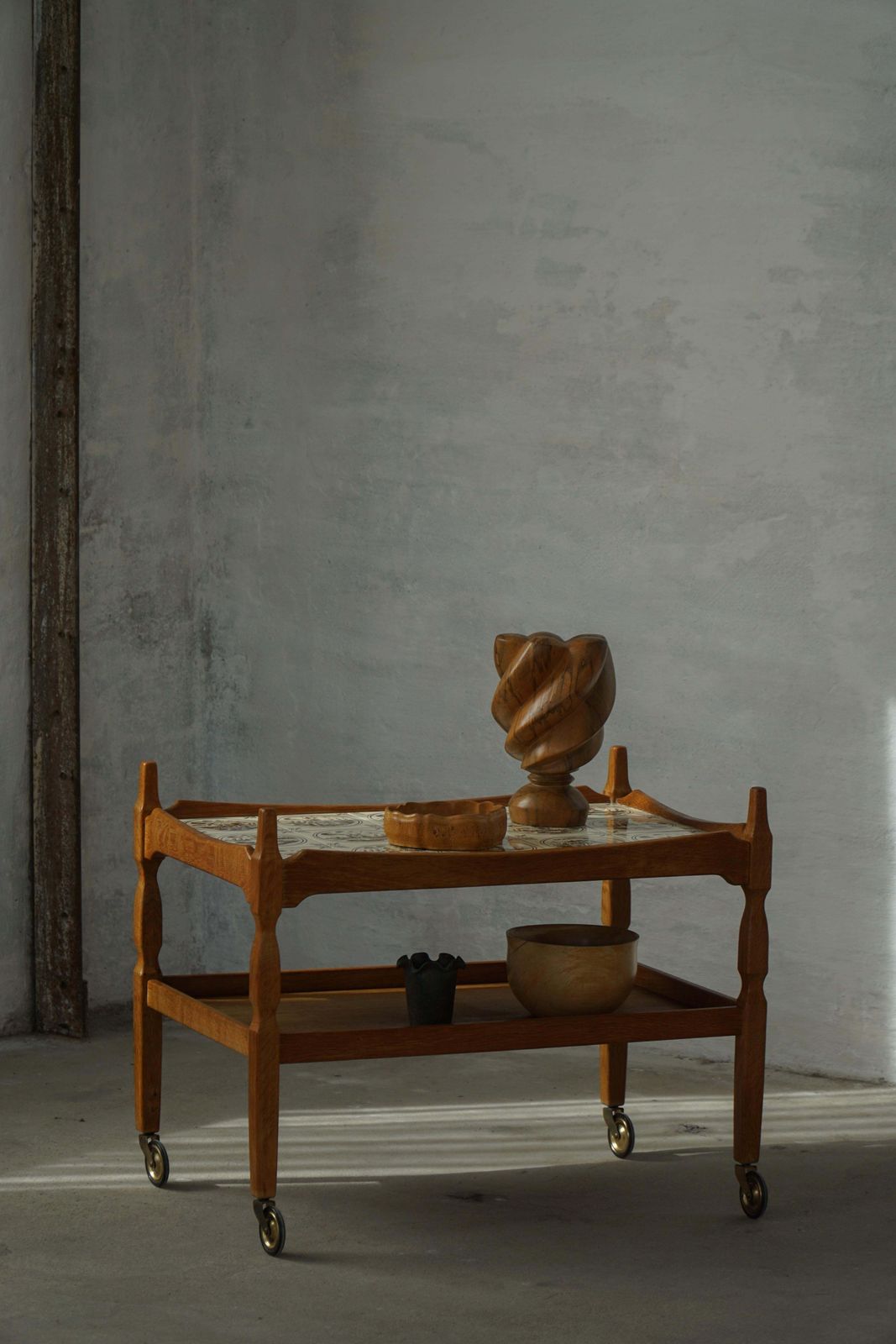 Home Decor Danish Modern Serving Trolley With Tile Top, Henning Kjærnulf, Denmark, 1960s photo