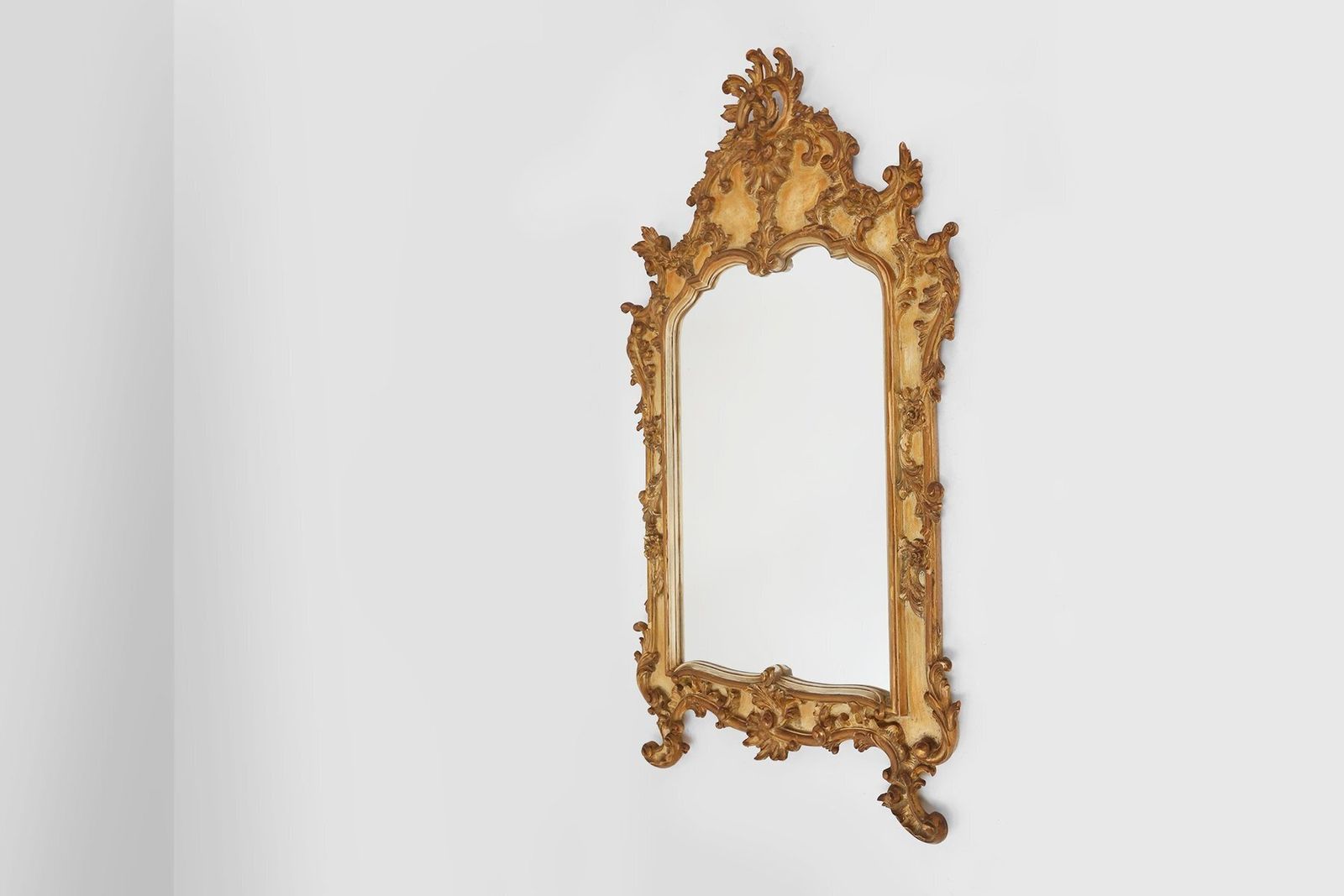 Large Rococo Gilted Mirror In Resin, Belgium, 1950s photo buy