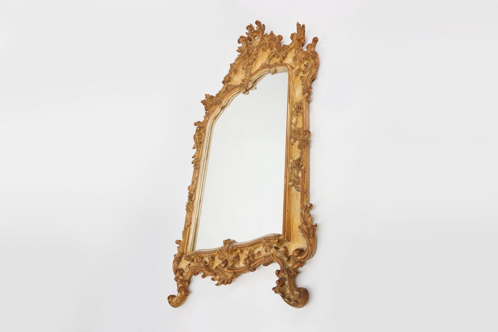 Large Rococo Gilted Mirror In Resin, Belgium, 1950s photo vintage