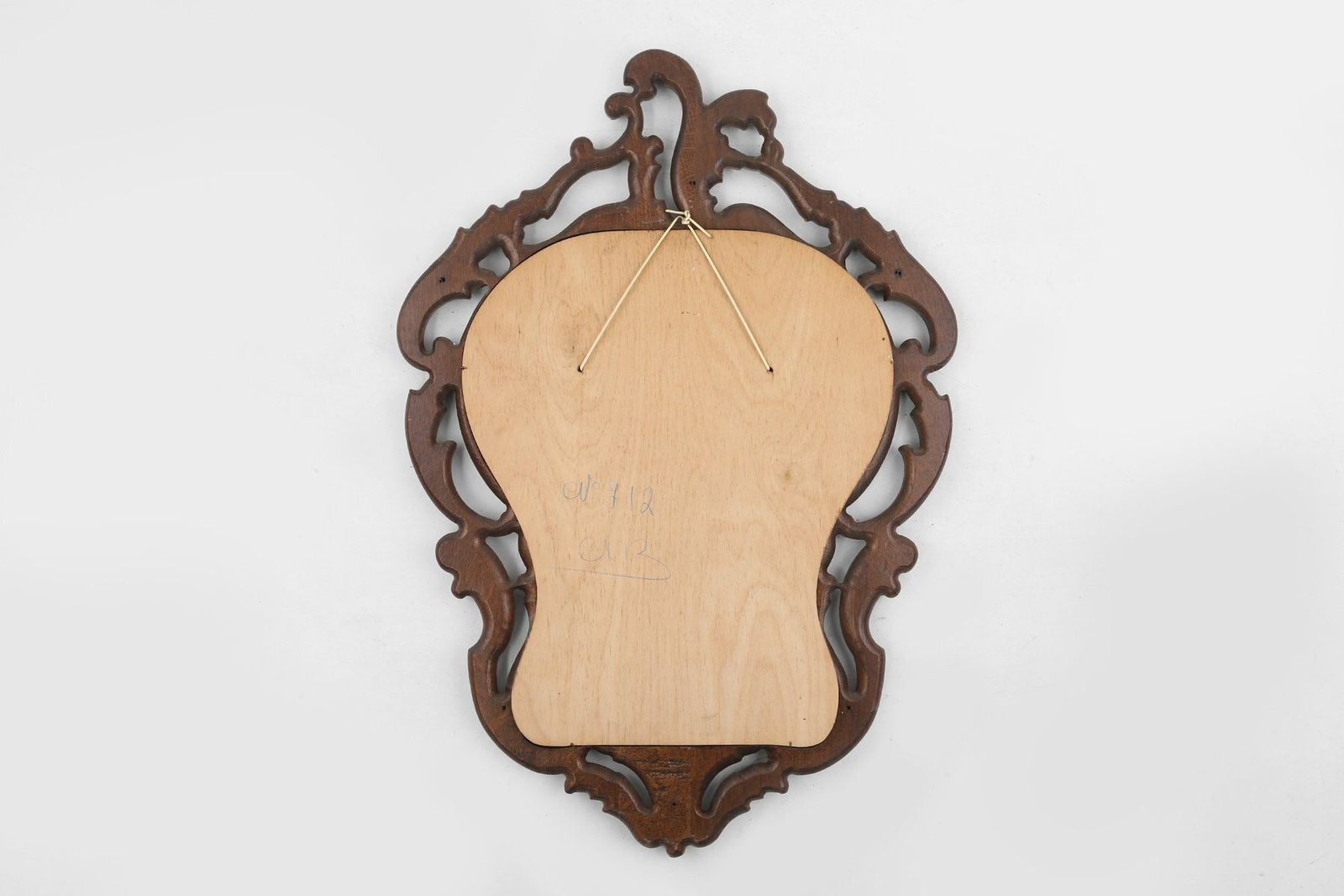 photo for sale Baroque Mirror With Hand Carved Oak Ornated Frame, France, 1950s