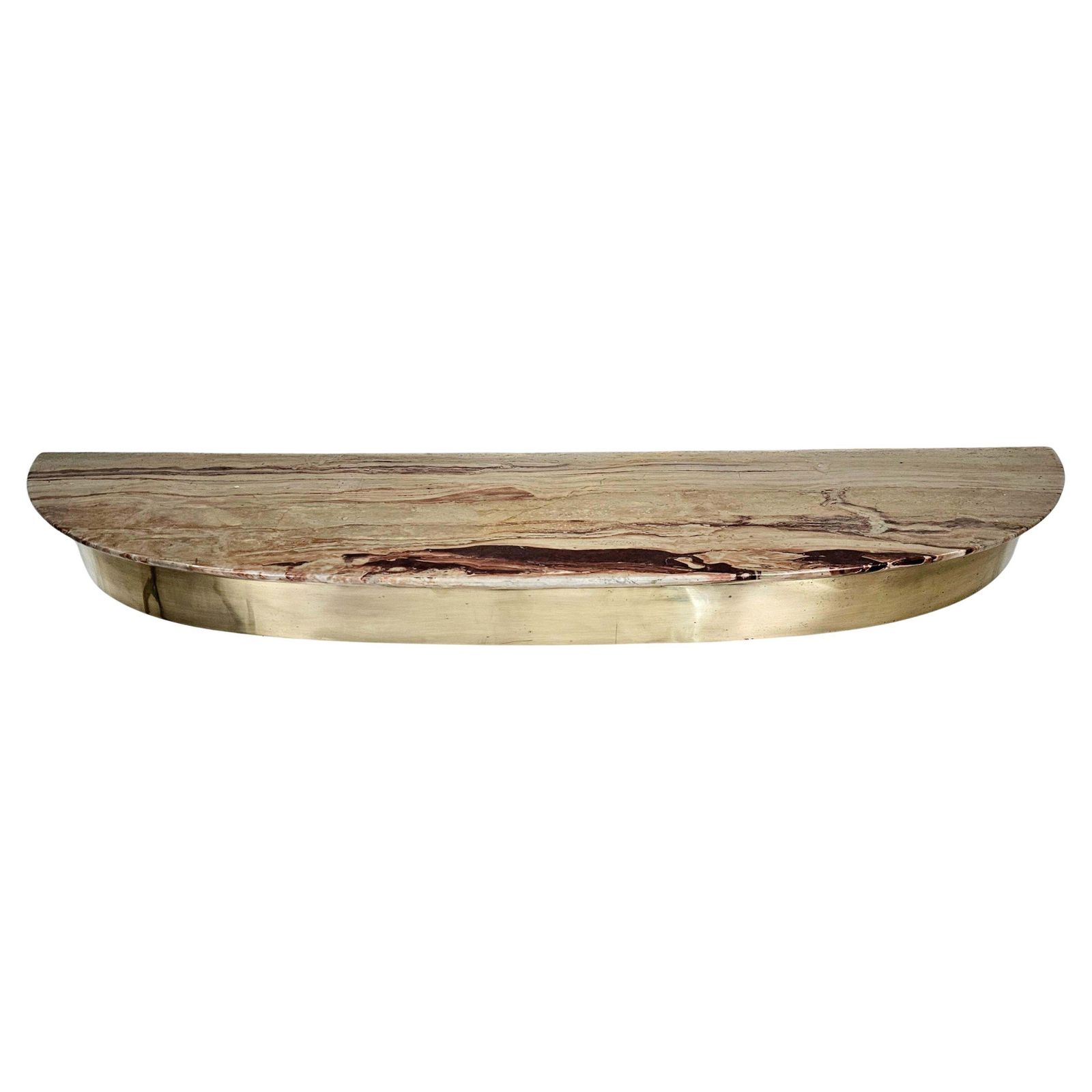 Italian Mid Century Modern Console Table, Onyx And Brass, Circa 1950