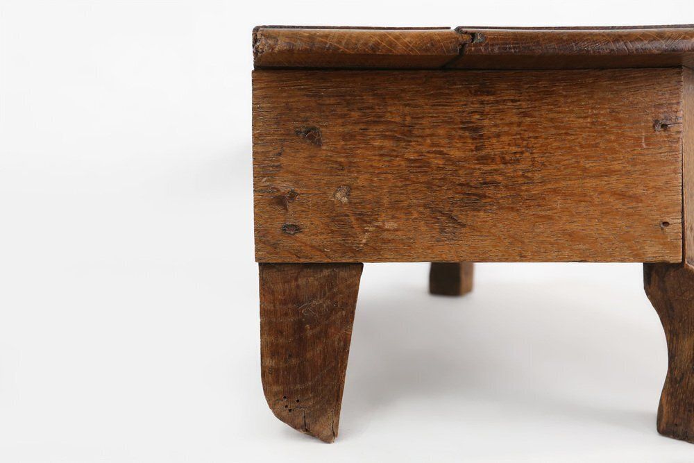 Rustic Low Church Stool In Oak, France, 1900 photo buy