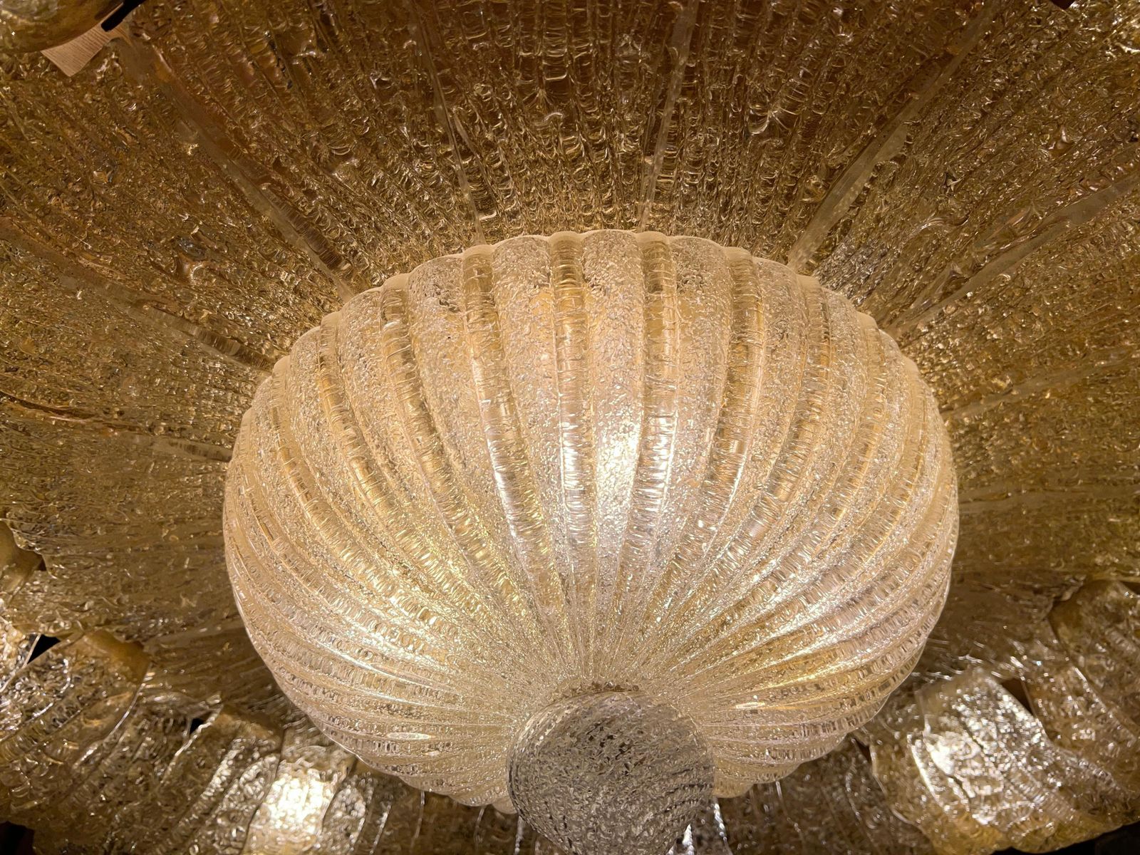 Monumental Gold Inclusion Ceiling Flush Mount By Barovier & Toso, Murano, 1980s photo vintage