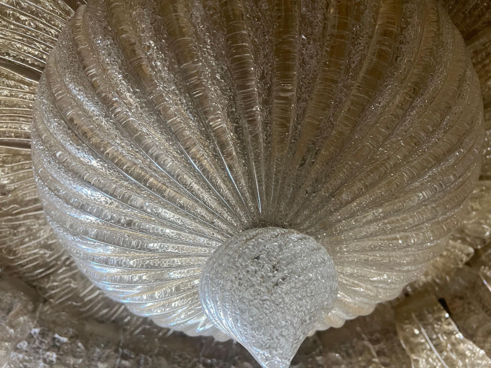 photo vinterior Monumental Gold Inclusion Ceiling Flush Mount By Barovier & Toso, Murano, 1980s