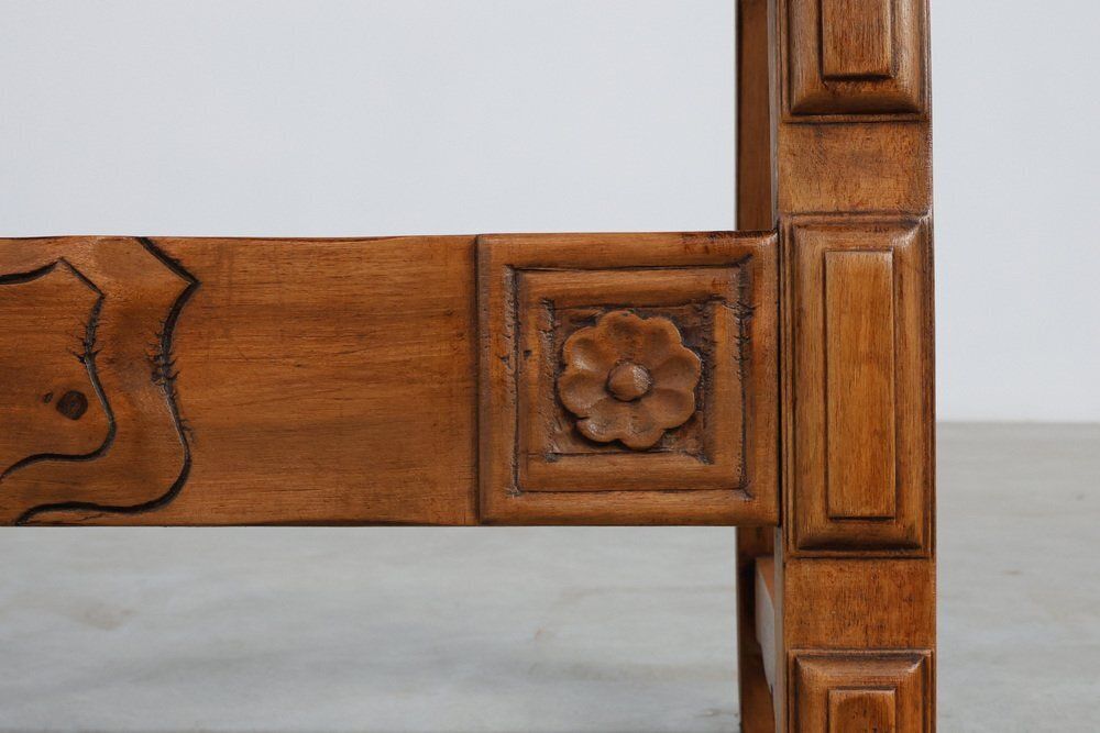 photo furniture Rustic Carved Oak Iberian Side Chair, Spain, 1900
