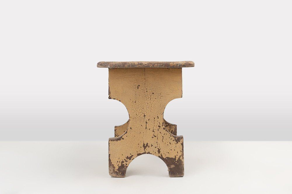 Rustic Low Stool In Painted Wood, France, 1900 photo 1038.0