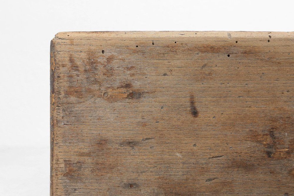 Furniture Rustic Low Stool In Painted Wood, France, 1900 photo