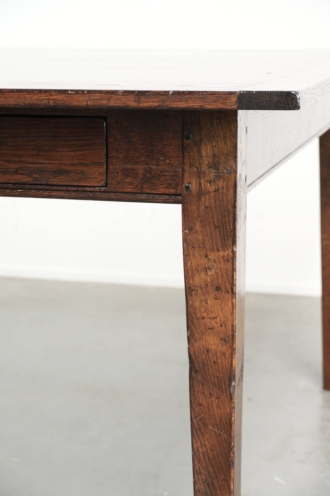 Old Square Oak Dining Table From The Mid 20th Century With 2 Drawers And Beautiful Colors. photo vintage