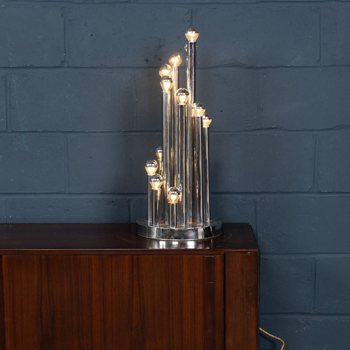 Vintage 20th Century Italian Chrome Multi Light Table Lamp By Reggiani C.1970 photo vinterior