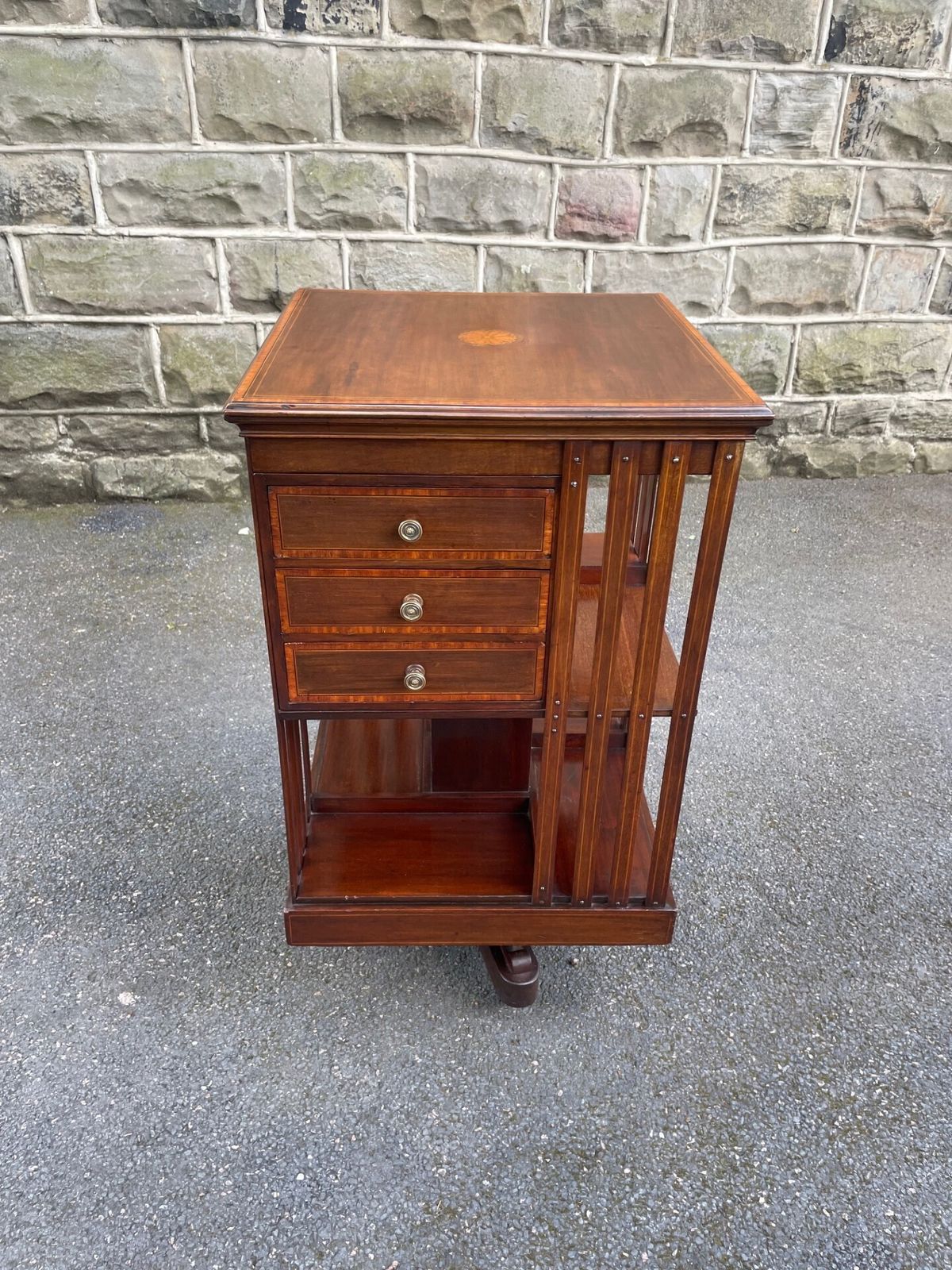 Antique Inlaid Mahogany Revolving Library Bookcase photo furniture