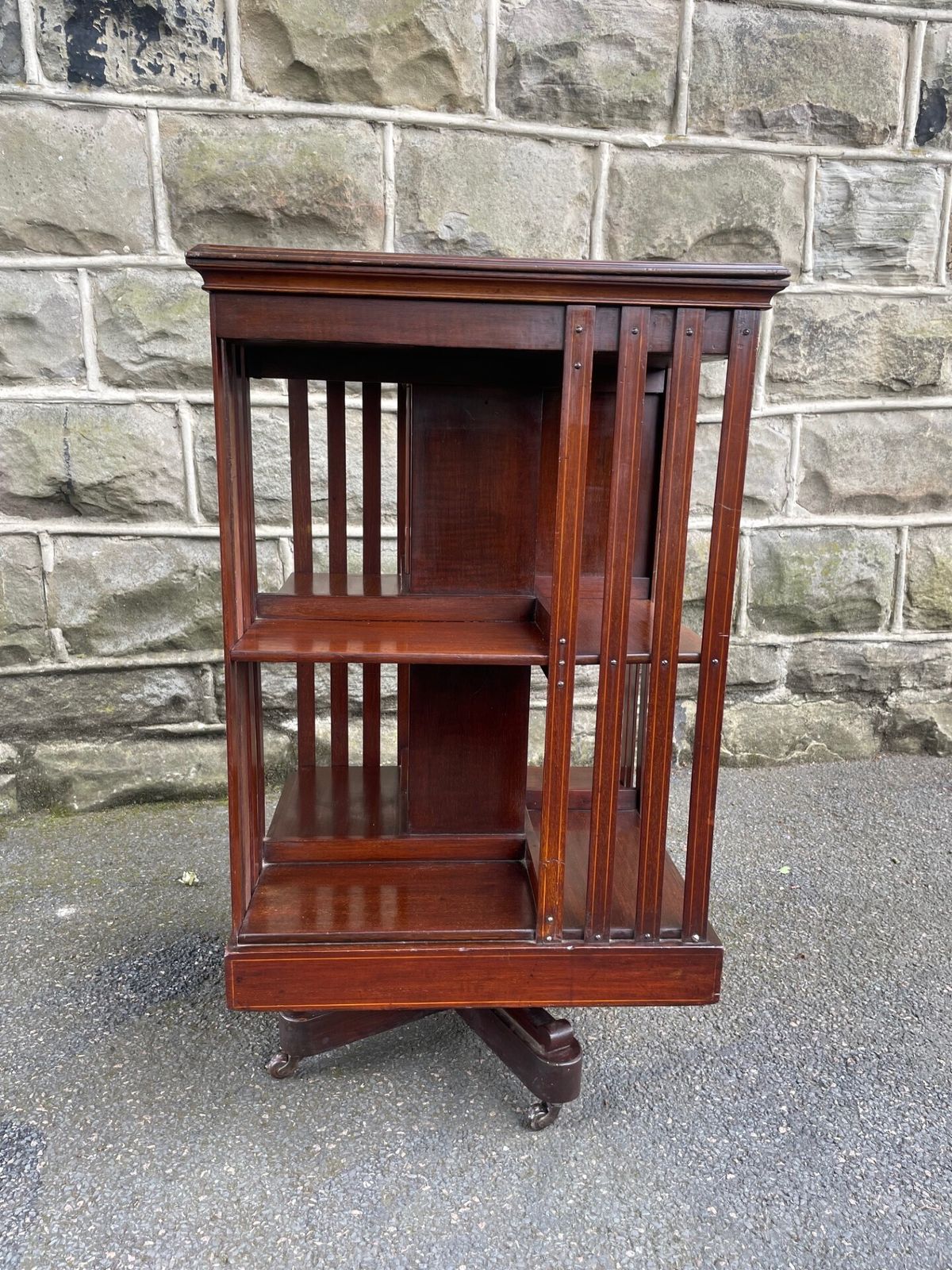 Antique Inlaid Mahogany Revolving Library Bookcase photo 555.0